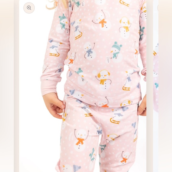 Tiny Jams Pink Snowman Bamboo Long Sleeve 2 Piece Pajama Set NWT - Picture 3 of 10